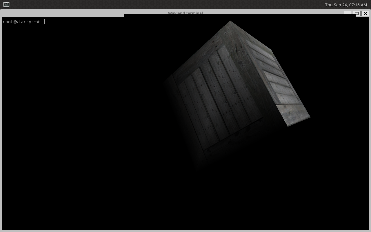 Weston 终端与 glmark2 的 virgl 3D 场景